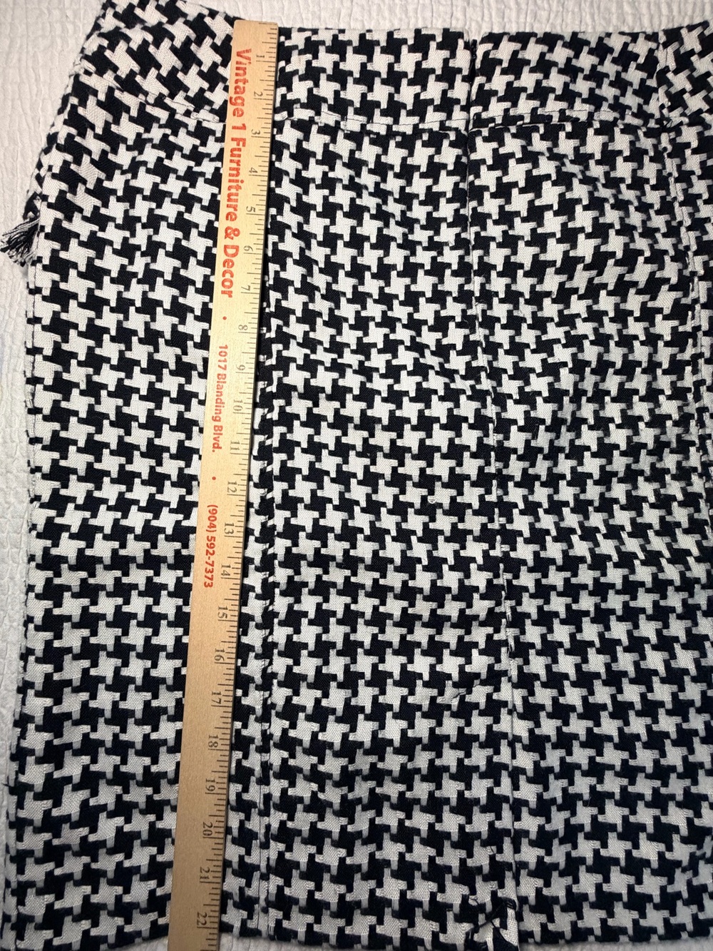 Cato Black & White Houndstooth Pencil Skirt with Fringe Peplum - Picture 10 of 11